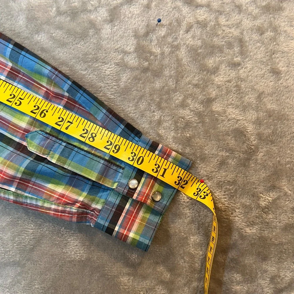 Cowboy Legend Shirt Youth Size XL Plaid‎ Long Sleeve Pearl Snap Western 4H Rodeo